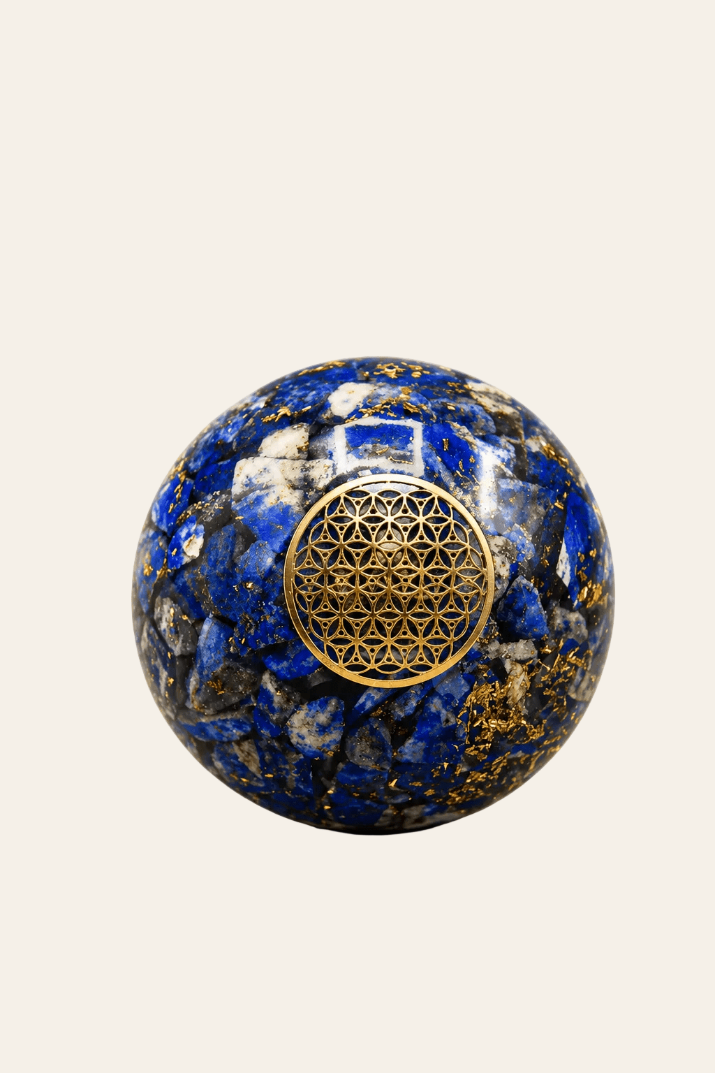 Lapis lazuli orgoniet bol met levensbloem