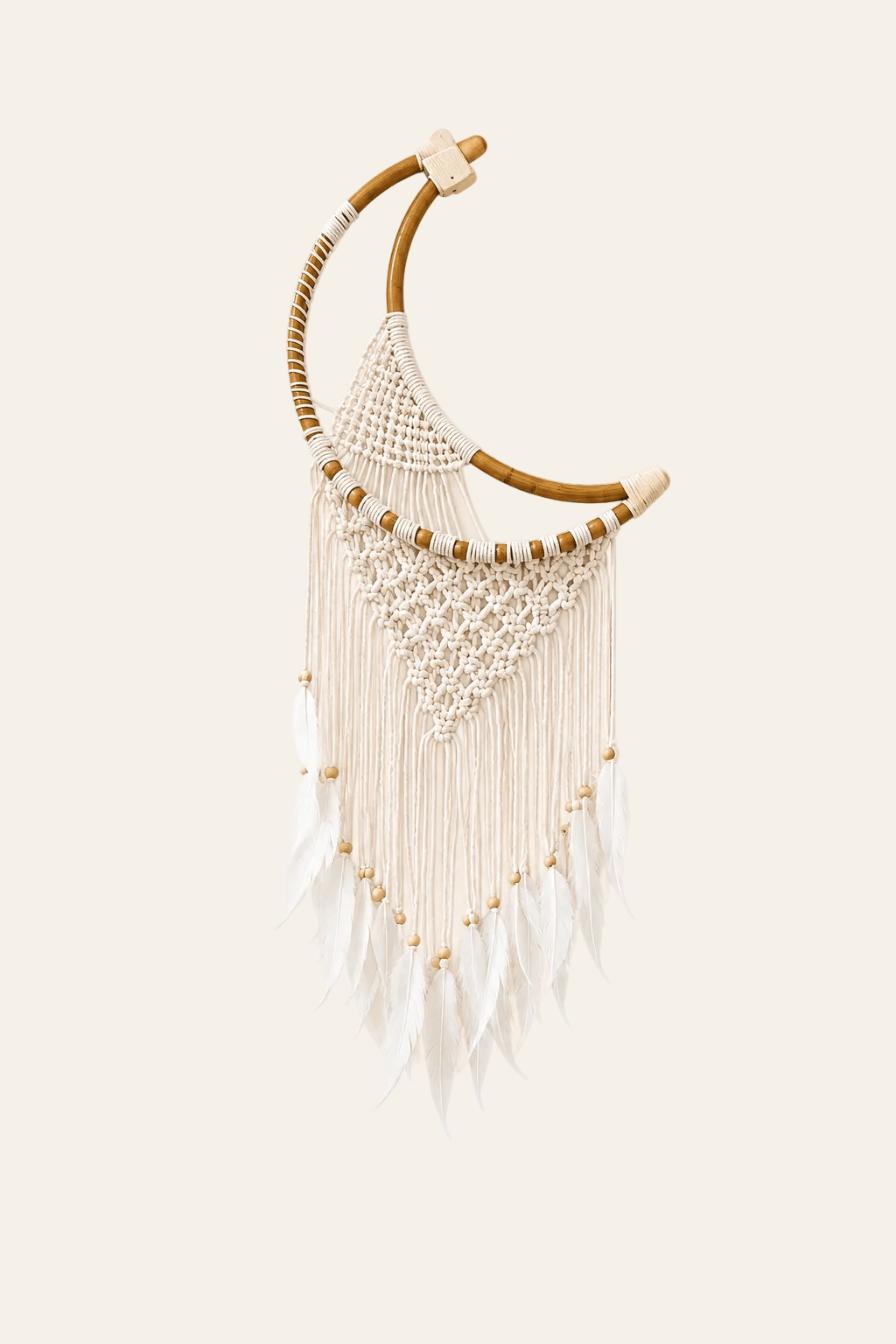 Luxe witte macrame maansikkel dromenvanger