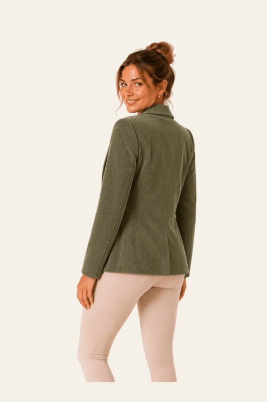 Rue paris casual dames corduroy blazer jas met een klassieke revers