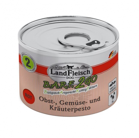 Landfleisch dog barf 2go fruit-, groenten- en kruidenpesto rood (6x200g)