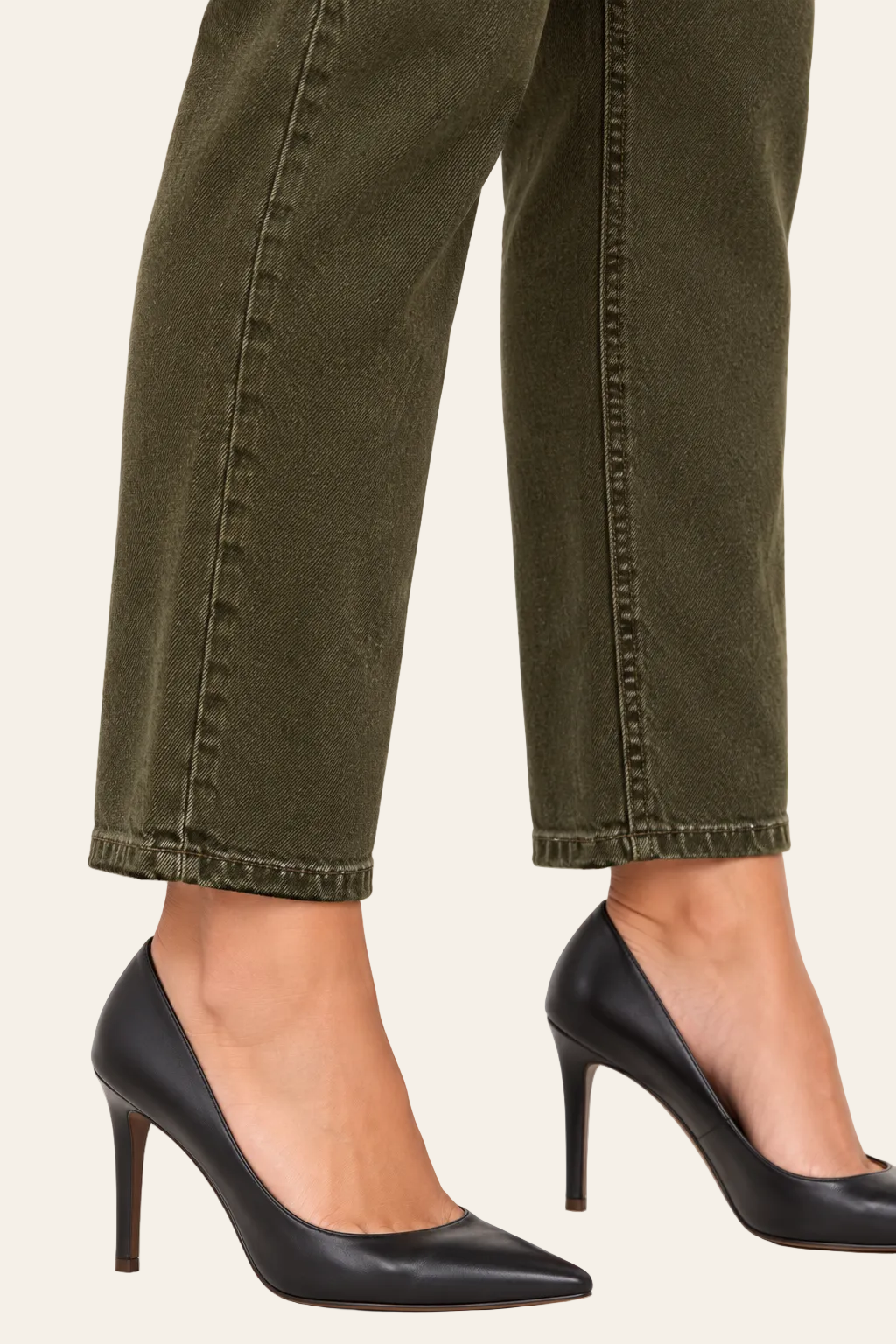Slim fit damesjeans in donkergroen
