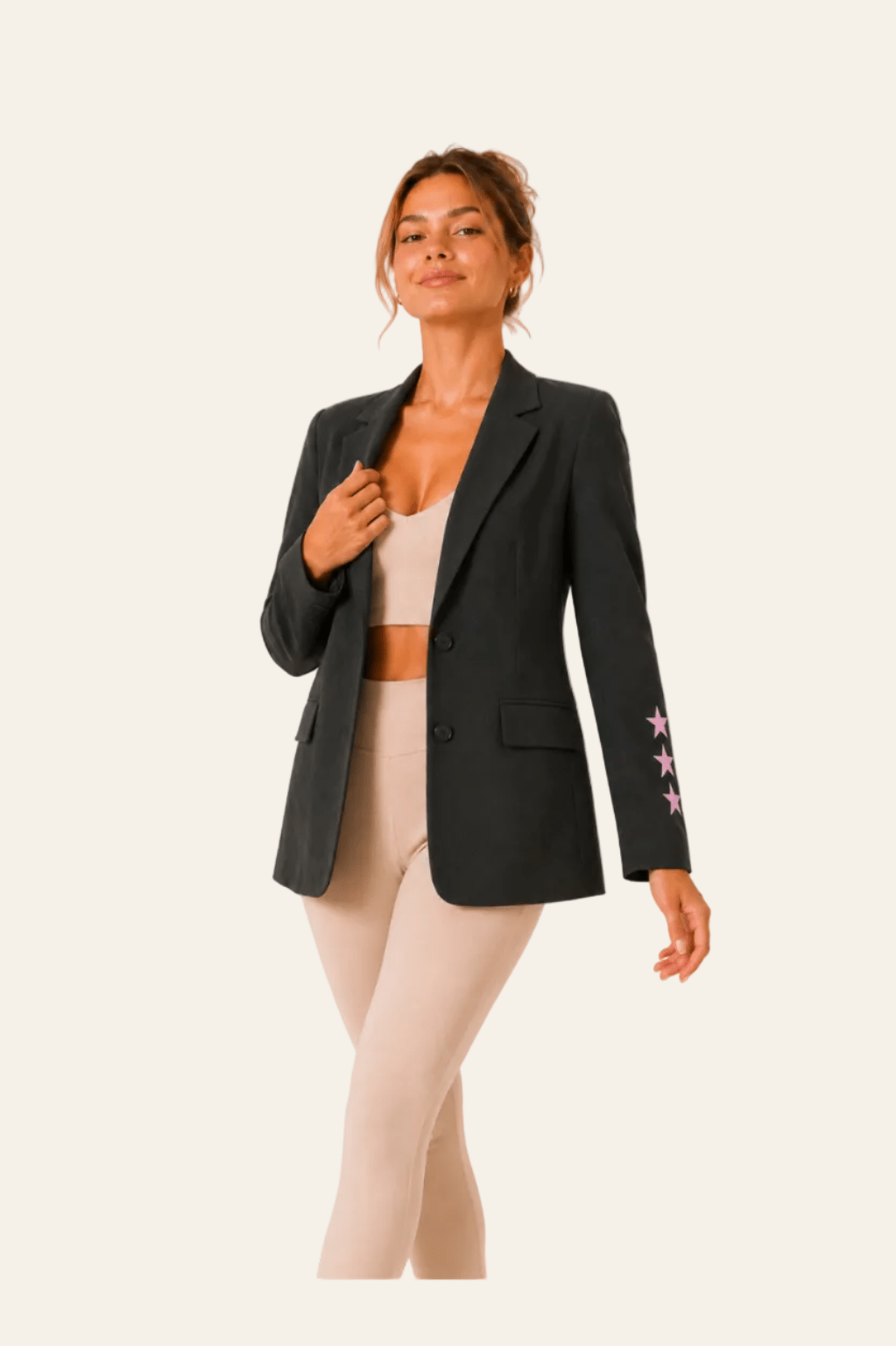 Starry smile casual blazer met een unieke rugprint op de jas