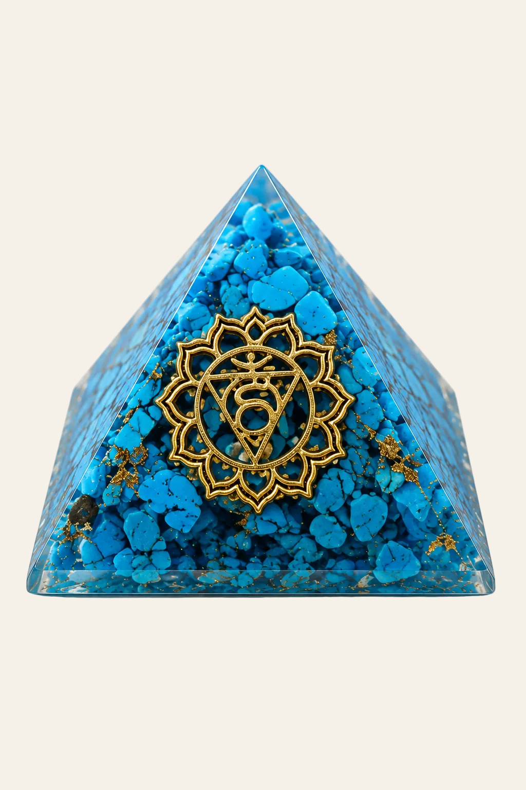 Turkoois orgoniet piramide keelchakra