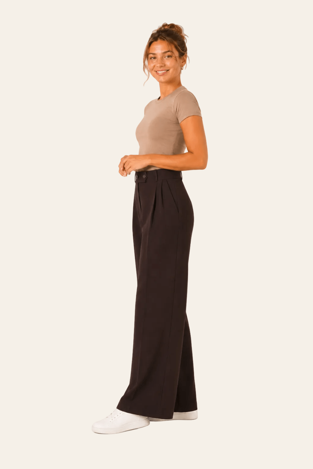Wijde damesbroek met hoge taille