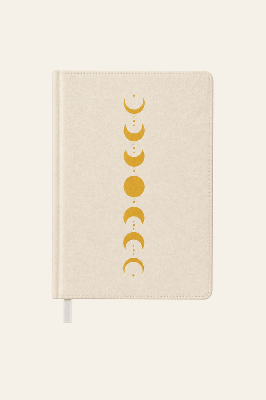 Witte fluwelen dagboek maanfasen