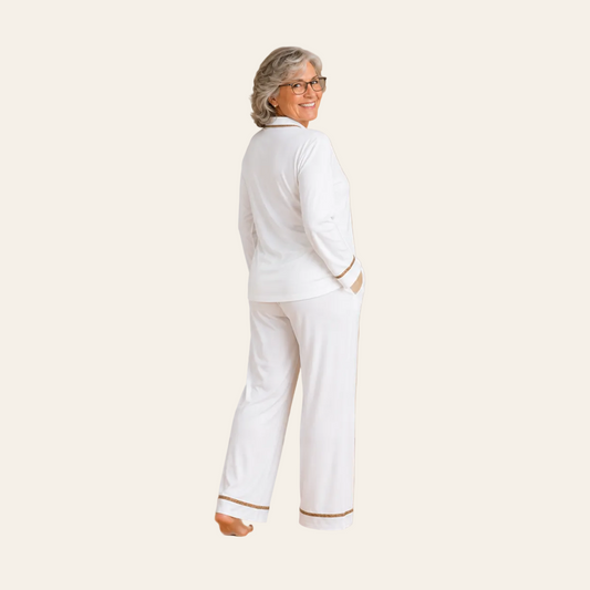 Tencel pyjamaset dames gebroken wit