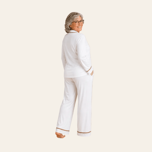 Conjunto de pijama de Tencel para mujer, color blanco roto