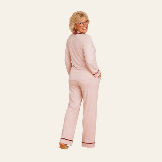 Tencel pyjamaset dames poederperzik
