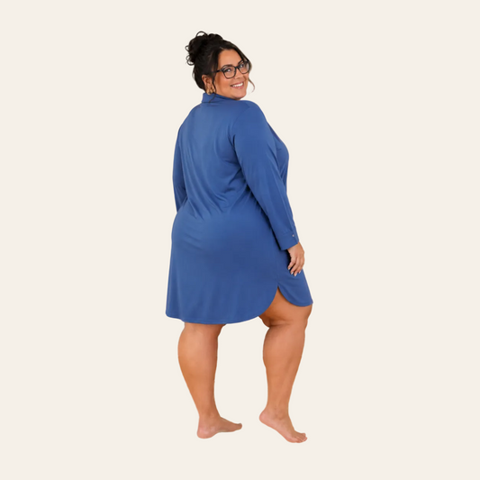 Tencel nachthemd dames donkerblauw
