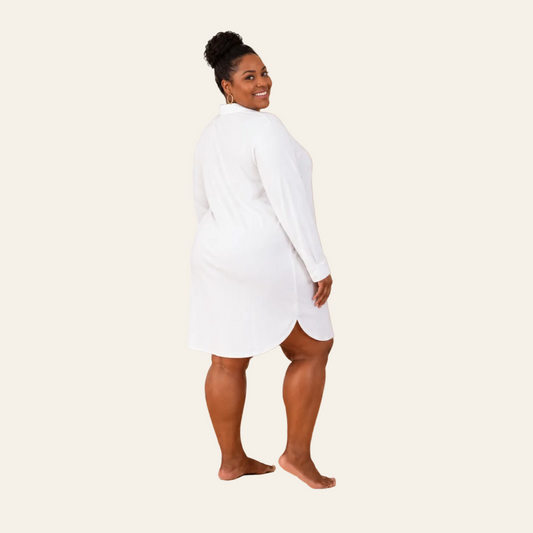 Tencel nachthemd dames gebroken wit