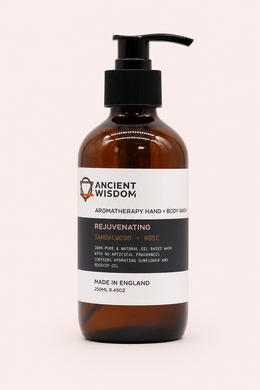 Aromatherapie hand en douchegel met sandelhout en roos