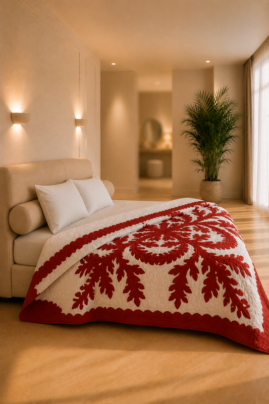 Hawaiiaanse gewatteerde sprei in paradijsvogel motief