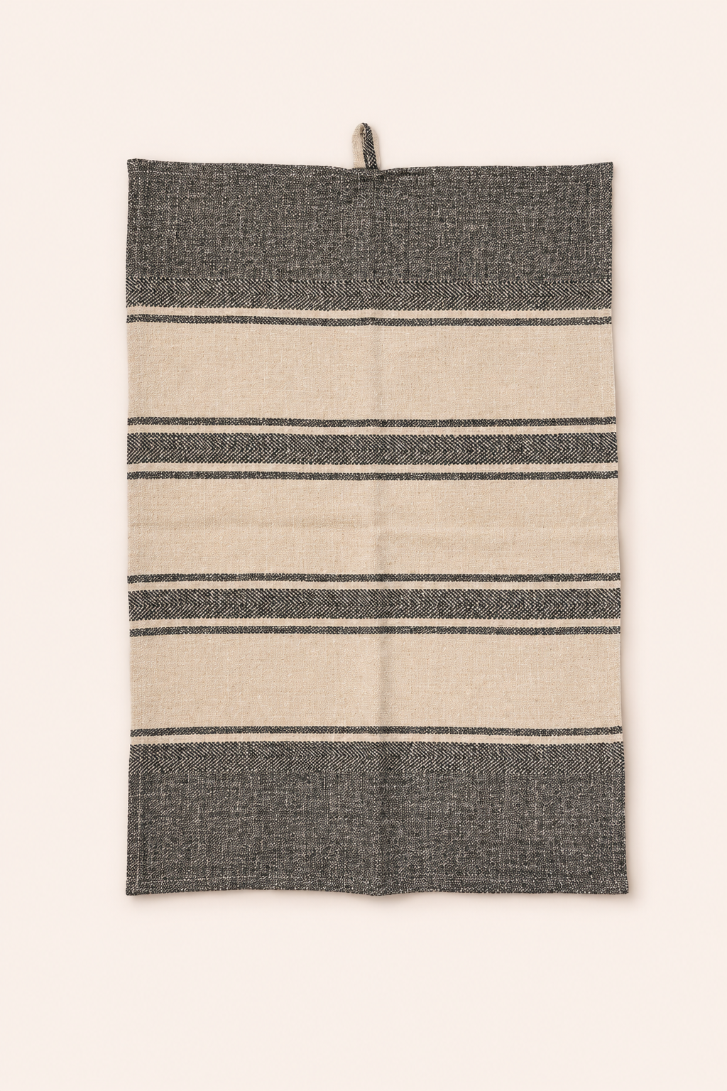 Linnen keukenhanddoek naturel zwart