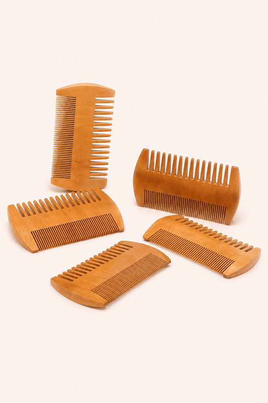 Peine de barba de bambú de doble cara