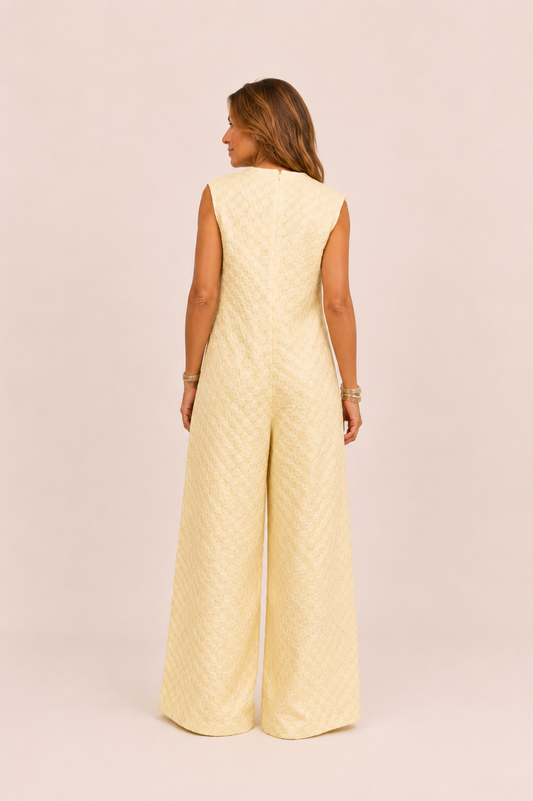 Mouwloze jumpsuit met brede pijpen