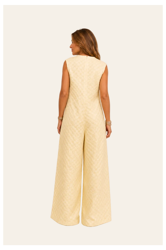 Mouwloze jumpsuit met brede pijpen