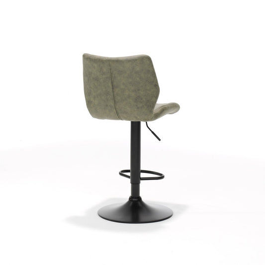 Barkruk Bobby in zwart met groene bekleding