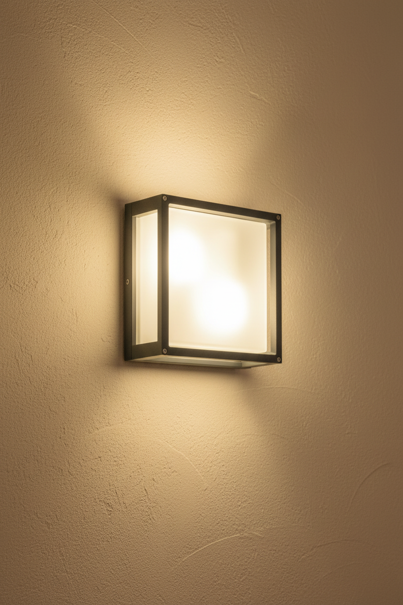 Buitenwandlamp rond in antraciet met opaal glas