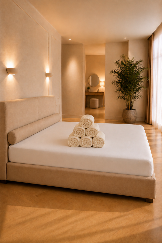 Hoeslaken in zacht wit uit tencel lyocell satijn