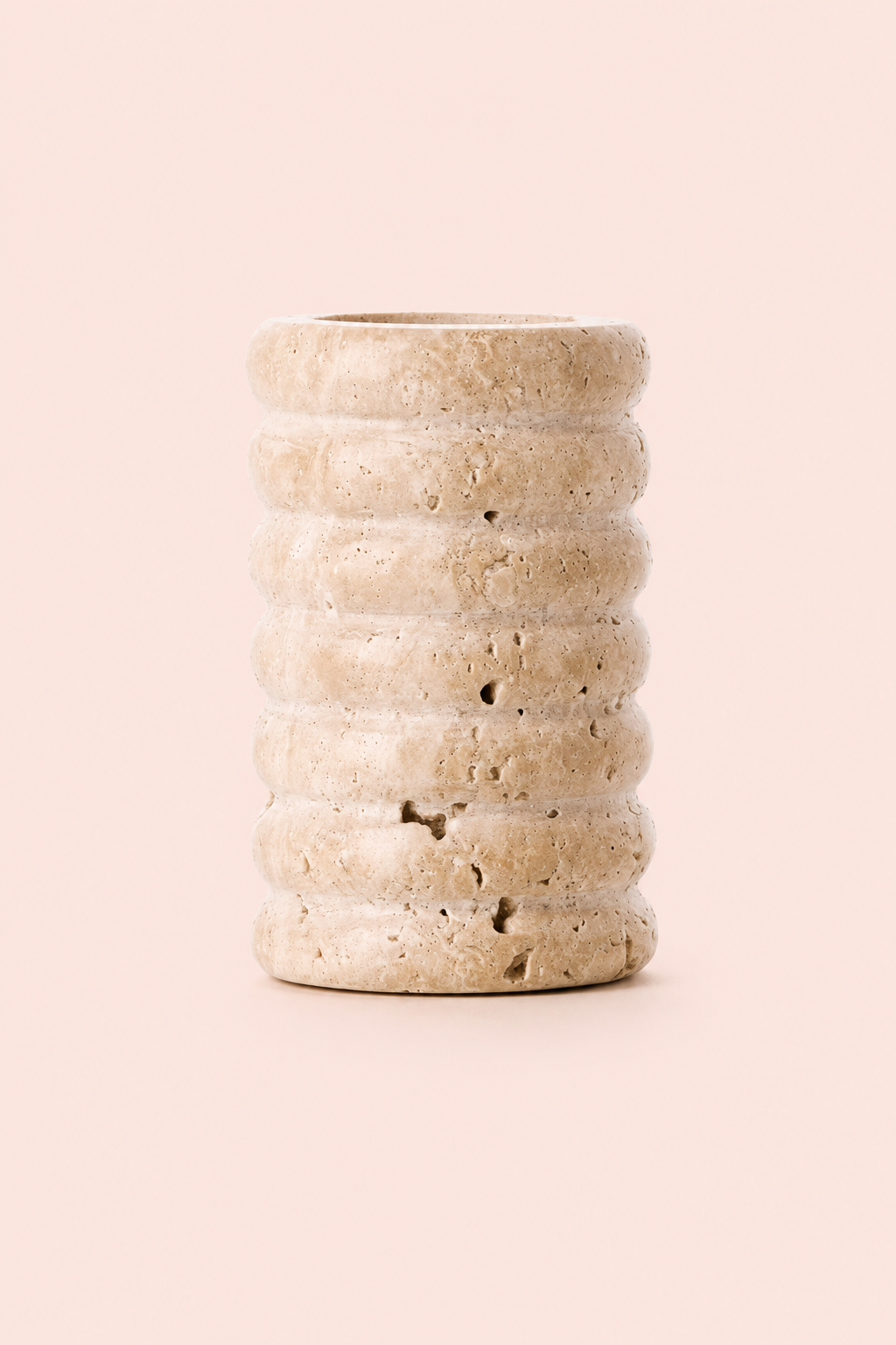 Travertine ripple beige theelichthouder