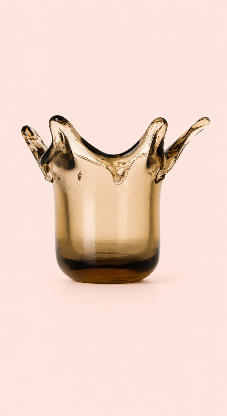 Crown kaarsenhouder in rookglas