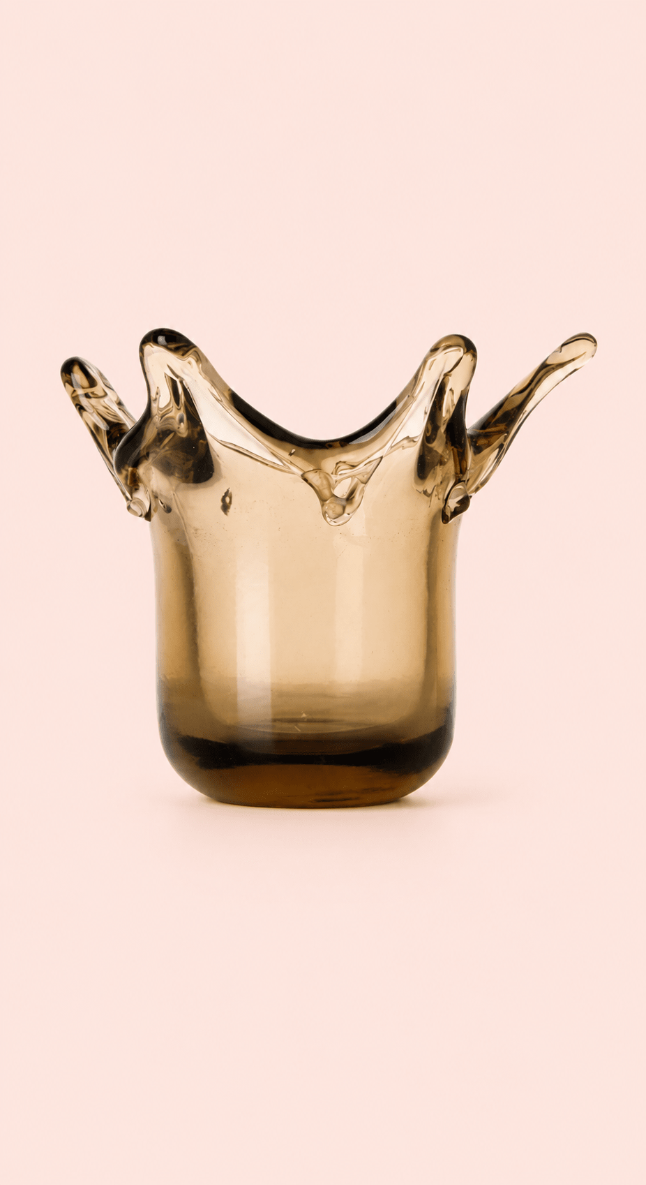 Portavelas Crown de cristal ahumado