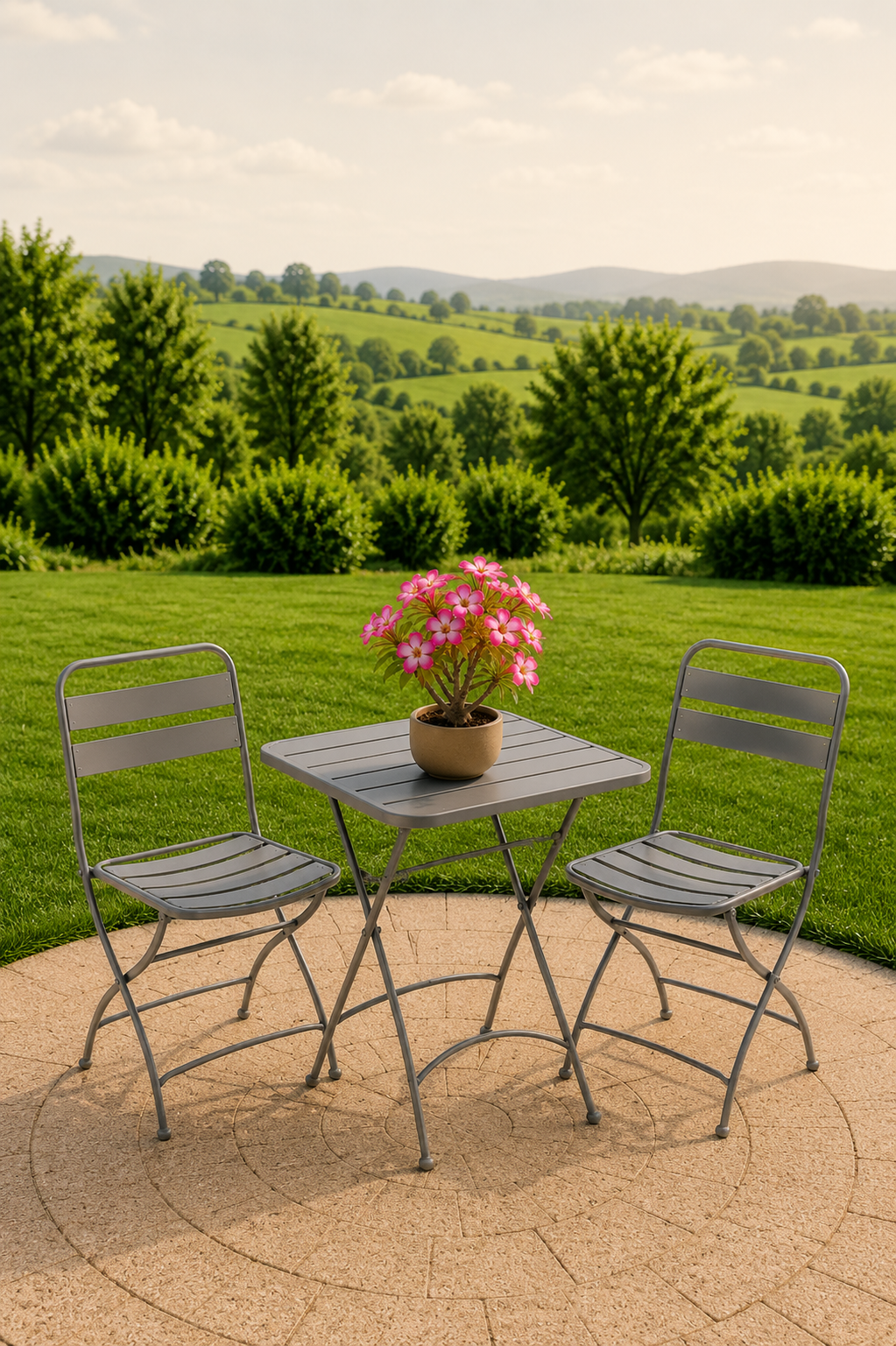 Inklapbare tuinbistroset met vierkante tafel en 2 stoelen