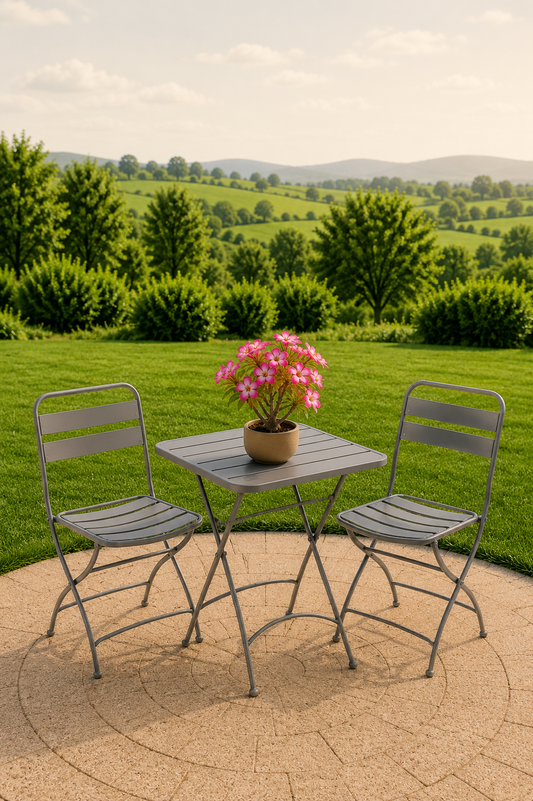 Inklapbare tuinbistroset met vierkante tafel en 2 stoelen