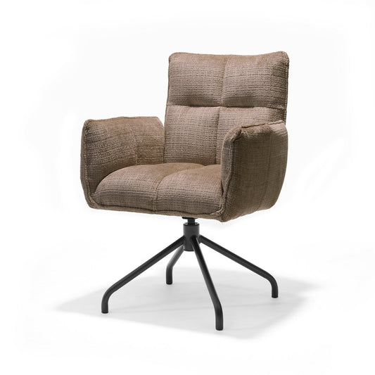 Comfortabele draaibare armstoel in taupe bekleding