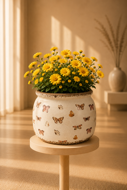 Keramieke bloempot vlinders