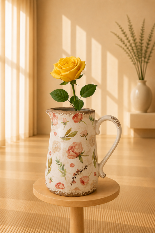Keramieke decoratiekan in landelijke stijl