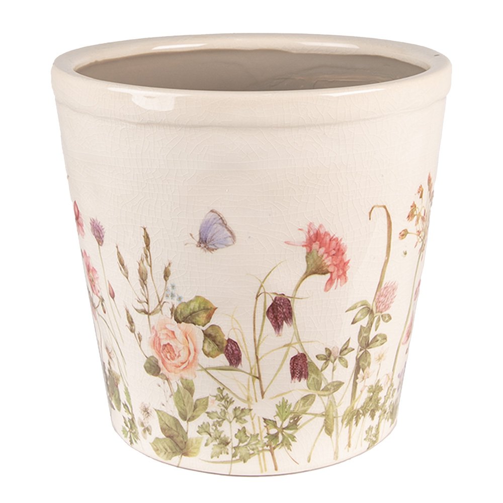 Keramieke bloempot botanisch motief
