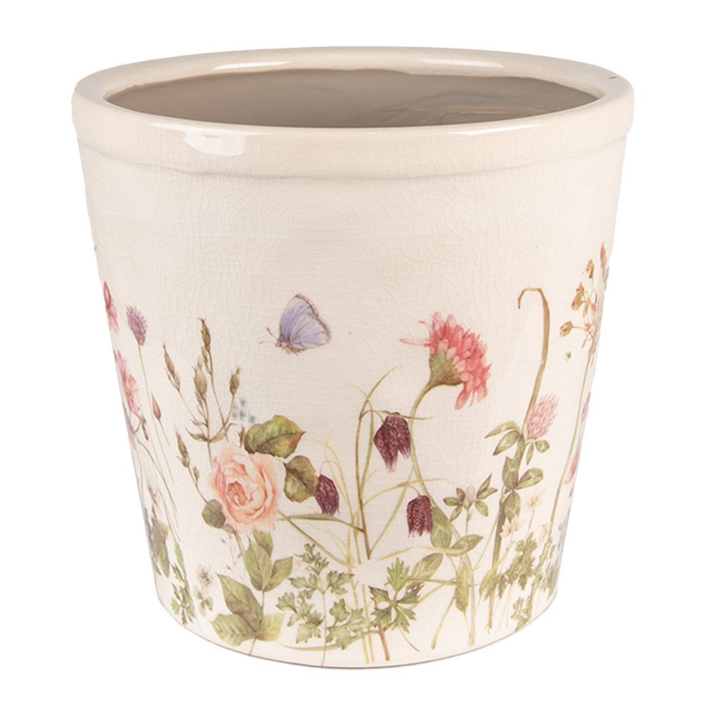 Keramieke bloempot botanisch motief