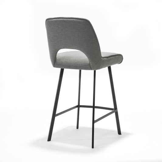 Barkruk in naturel met grijze bekleding