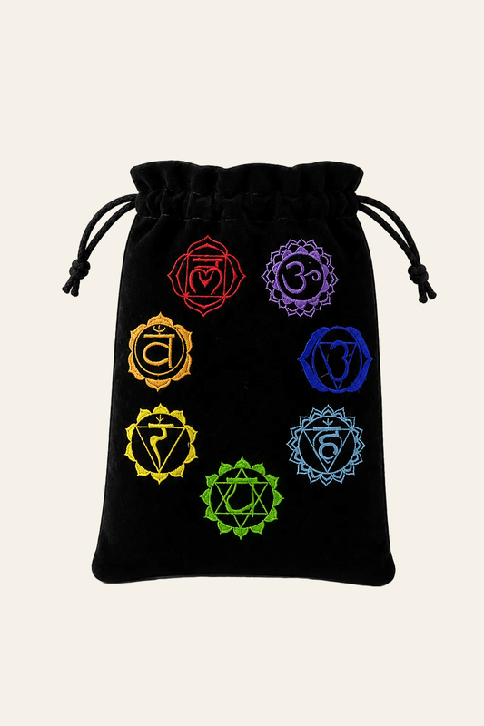 Zwart spiritueel chakra opbergzakje