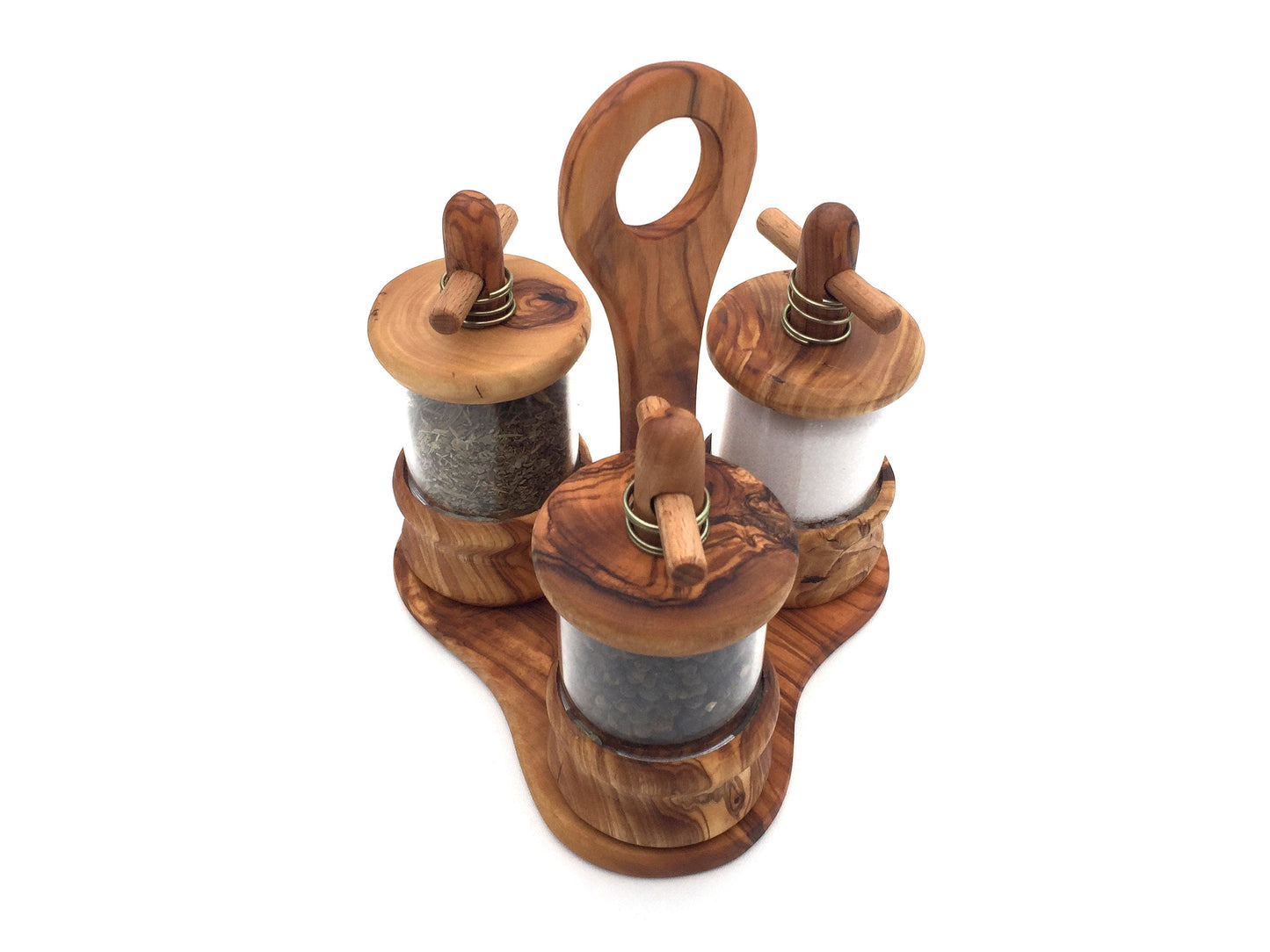 4er Set Pfeffermühle, Salzmühle, und Kräutermühle mit Halterung