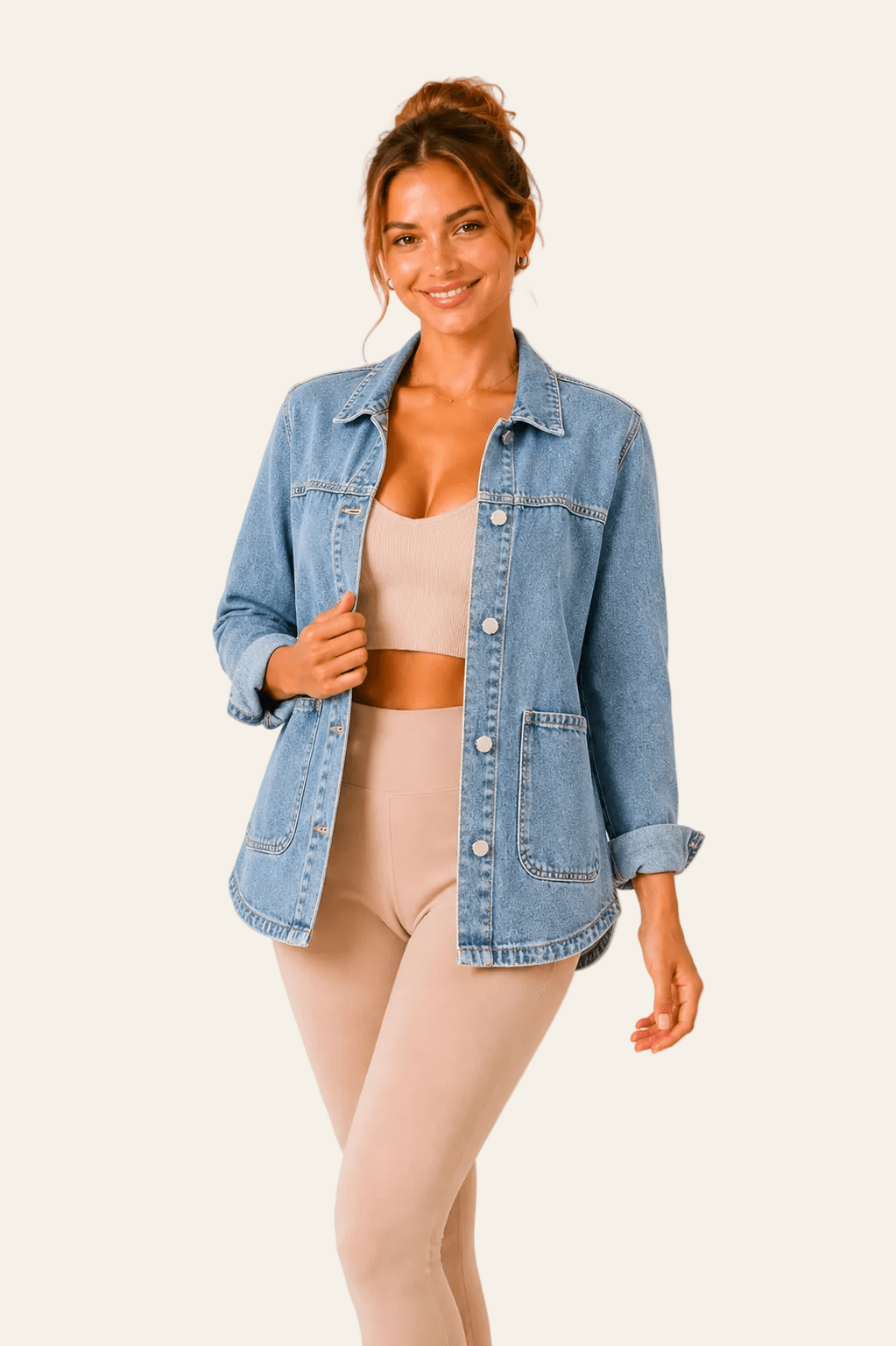 jovo denim dames spijkerjas met een klassieke pasvorm en handige zakken