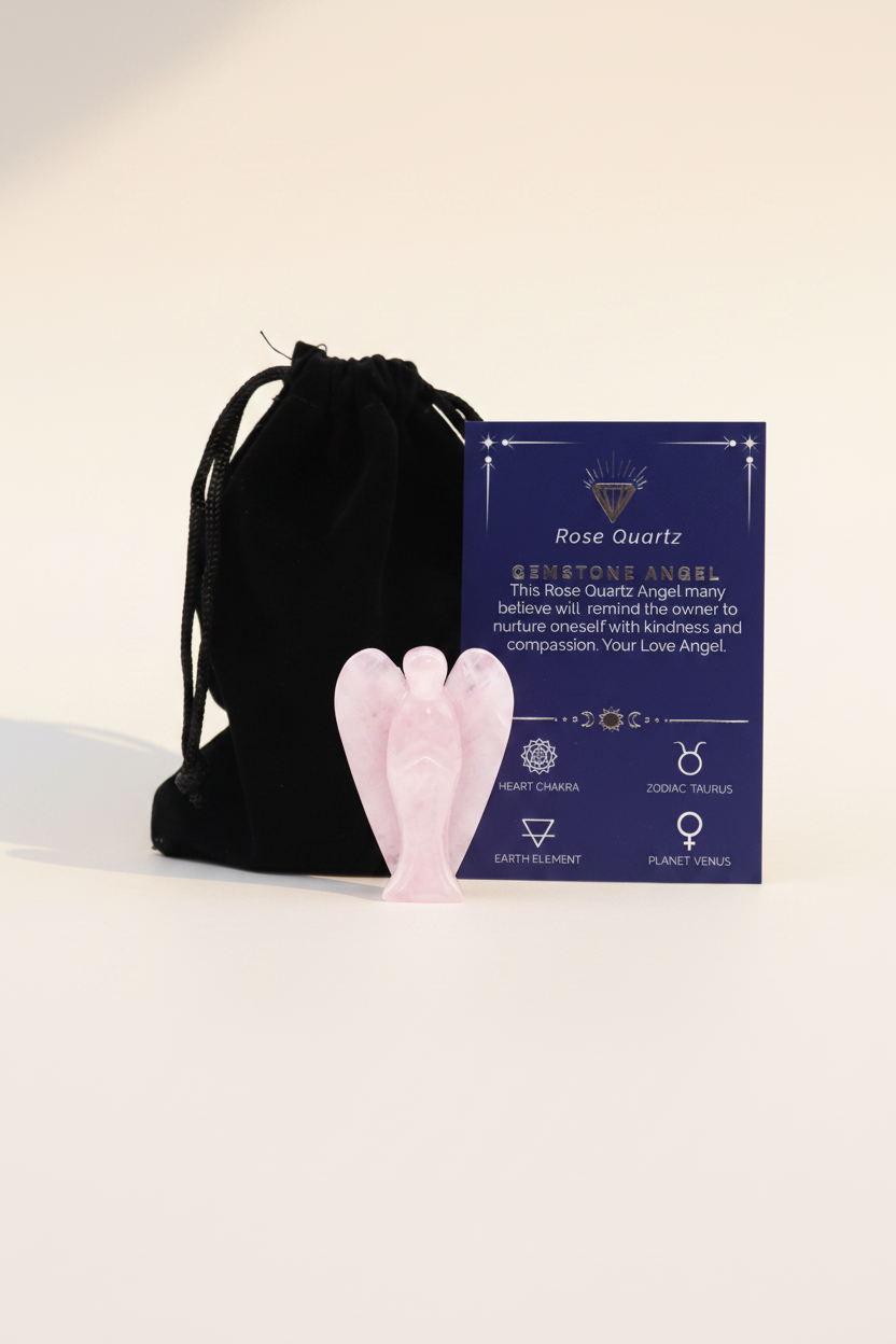 Rose Quartz Gemstone Angel Set