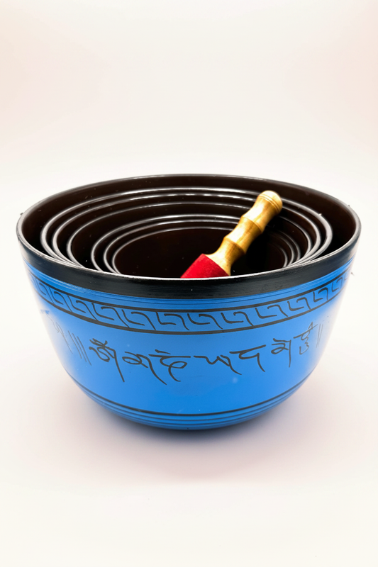 Tibetan Singing Bowls Set Blue