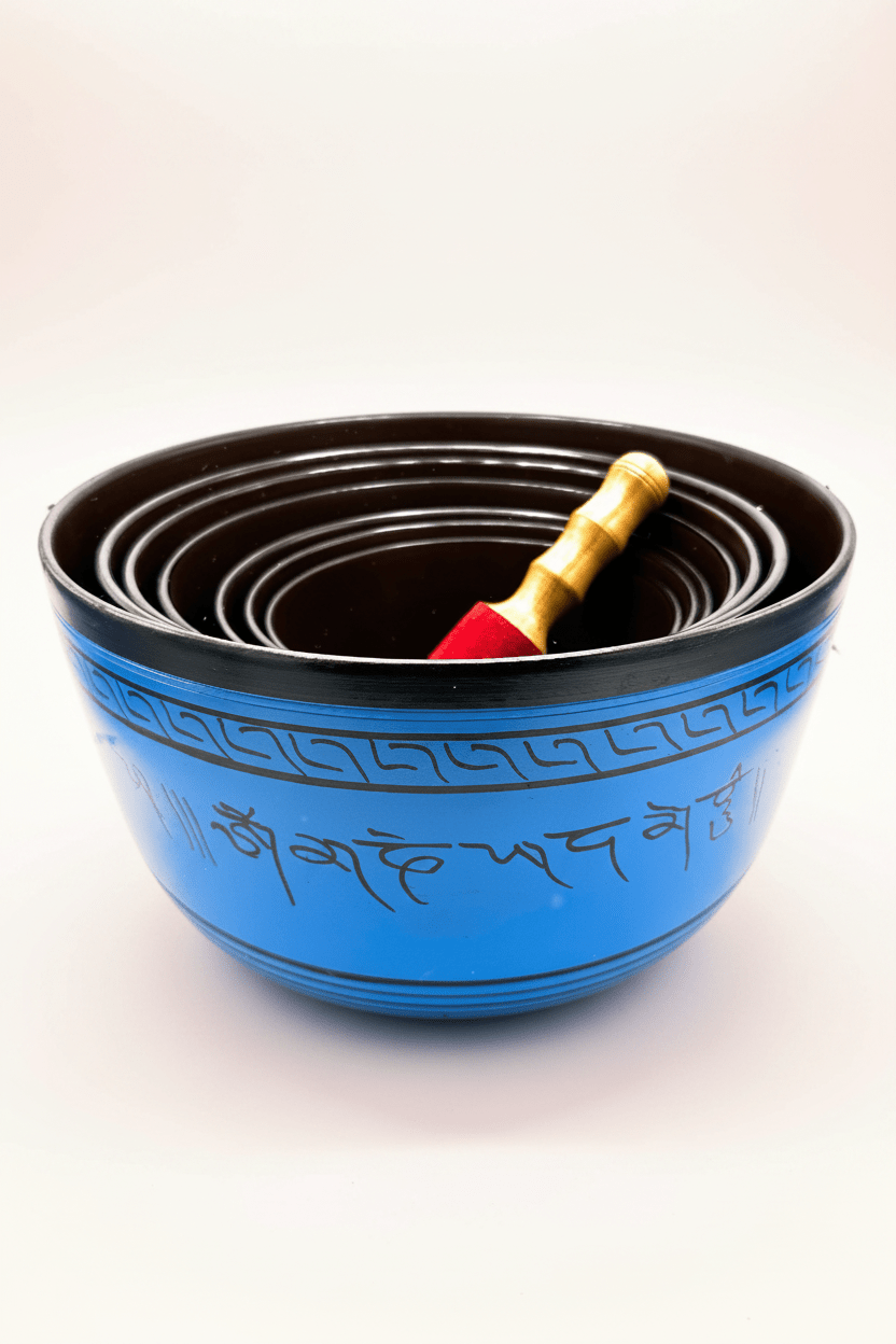 Tibetan Singing Bowls Set Blue