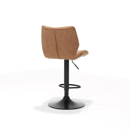 Barkruk Bobby in zwart met cognac bekleding