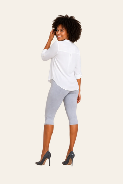 Viscose blouse met v-hals