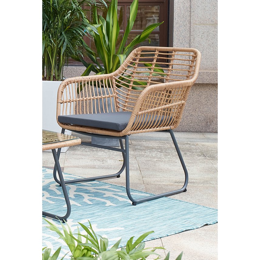Tuinloungeset van polyrotan met 2 stoelen bank en tafel