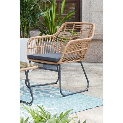 Tuinloungeset van polyrotan met 2 stoelen bank en tafel
