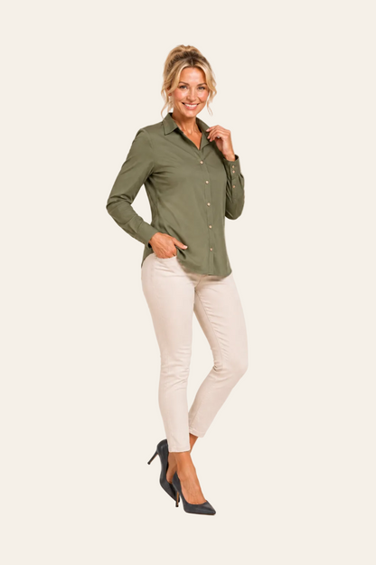 Linnen blouse met losse pasvorm
