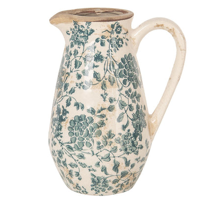 Keramieke decoratiekan groen botanisch bladermotief