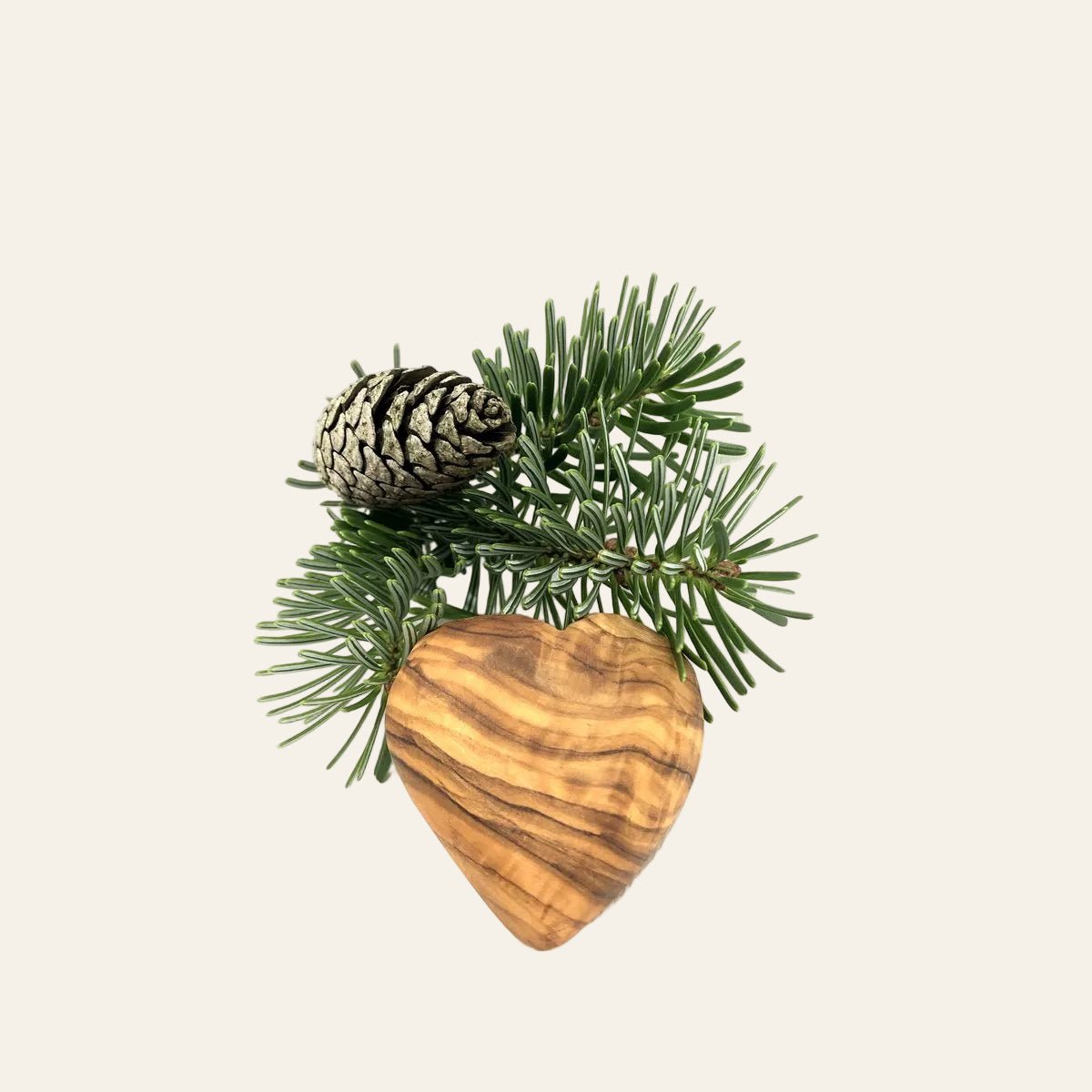 3D kerstboomhanger hart van olijfhout 4,5 cm productfoto