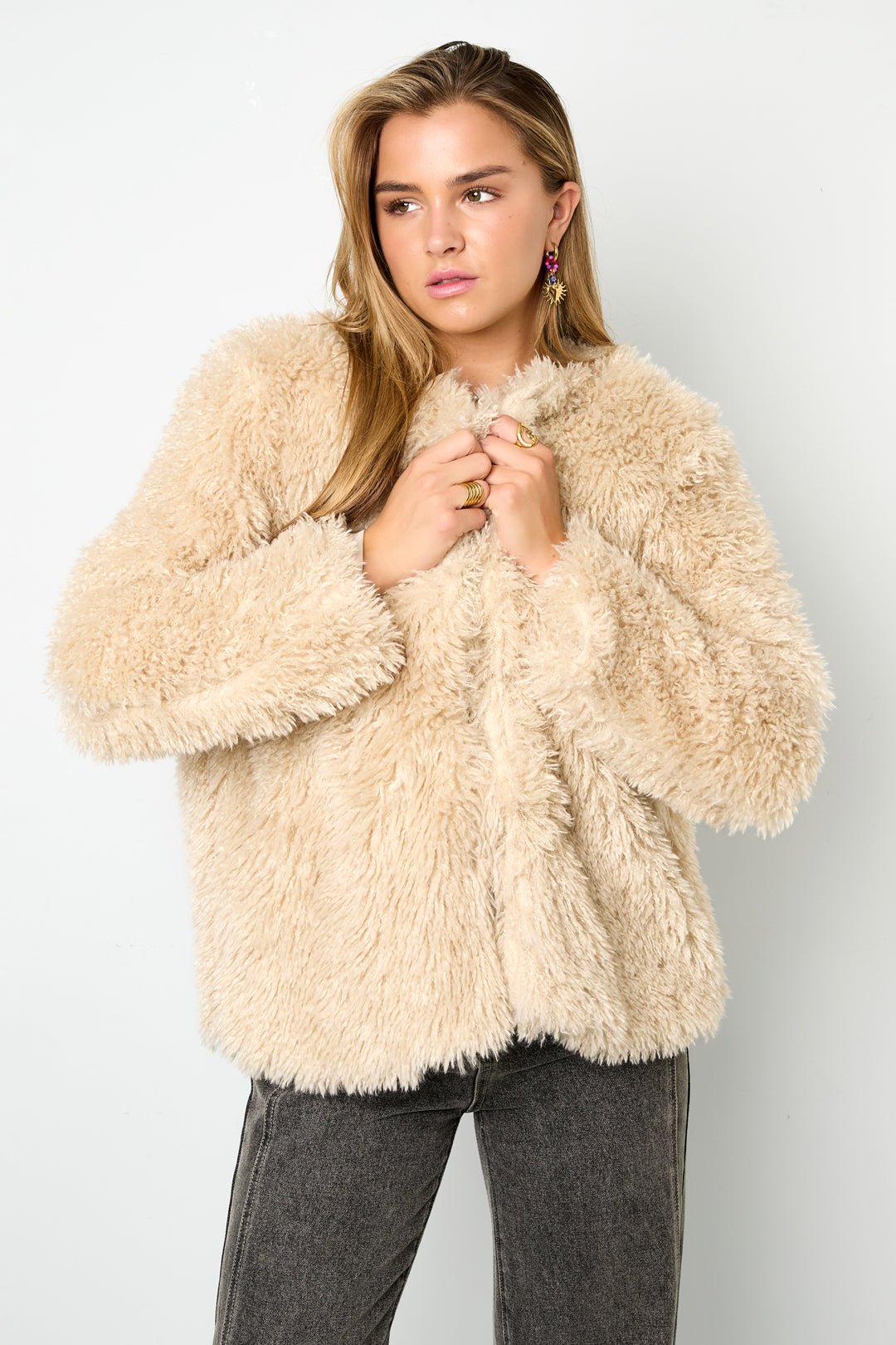 Geweven Polyestervezel Vrouwen Jas Elegant Solide Kleur Herfst/Winter