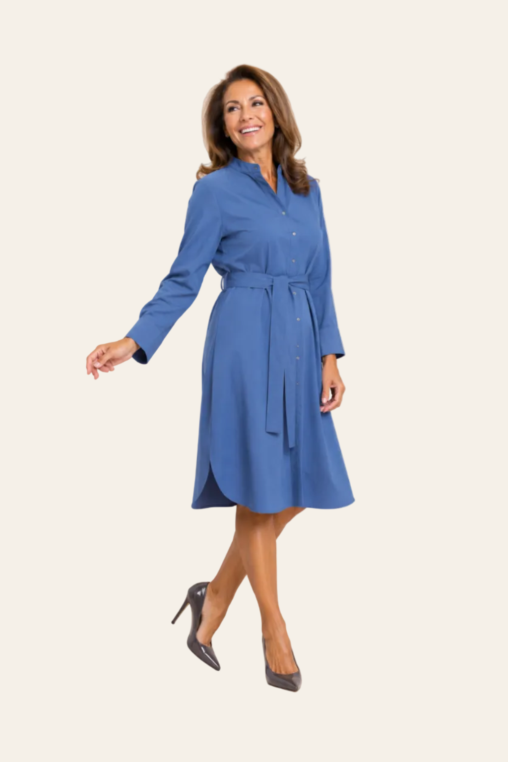 Denim jurk met strikceintuur