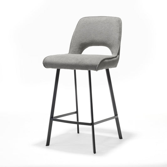 Barkruk in naturel met grijze bekleding
